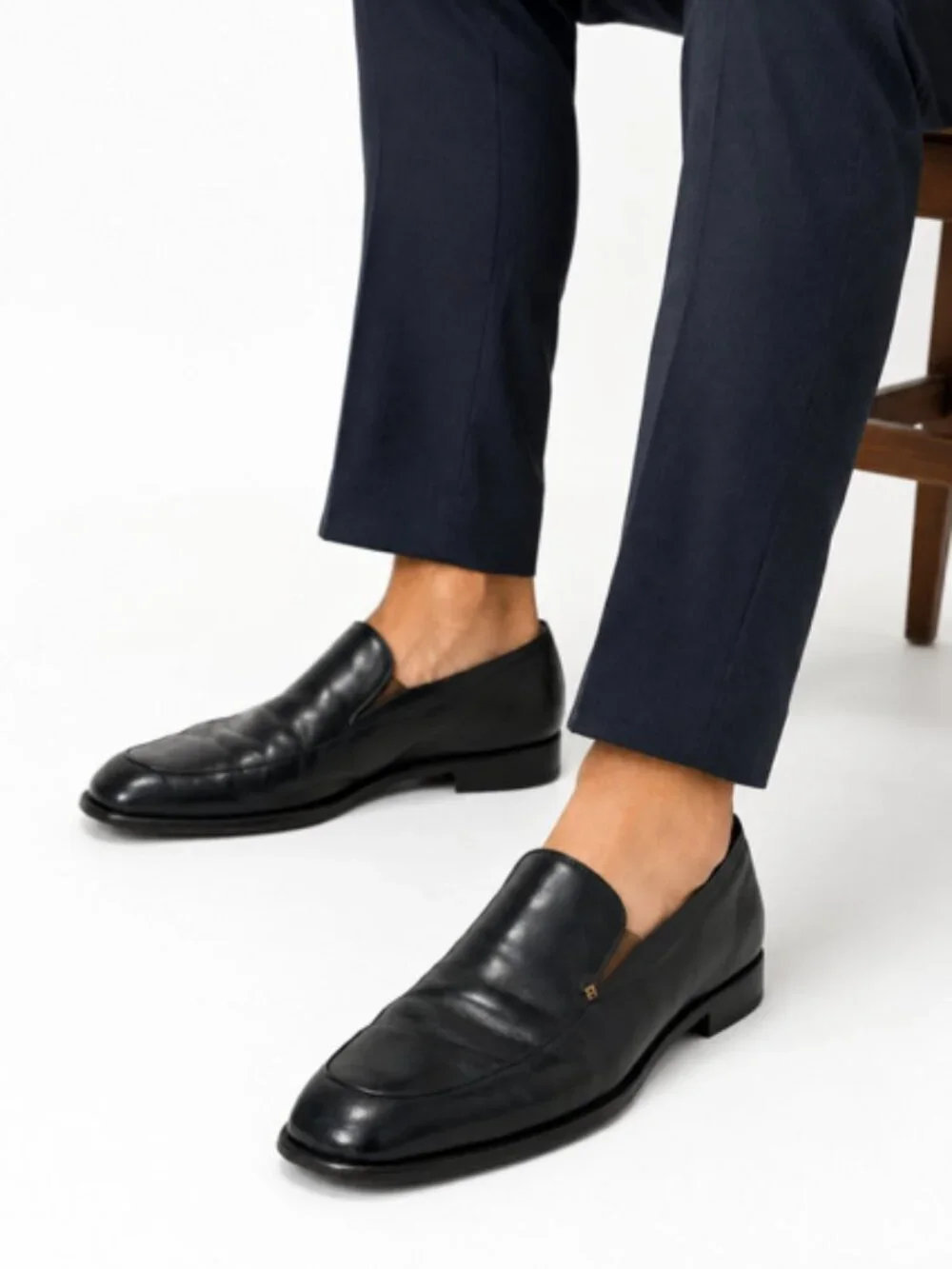 Bally Black Leather Slip-On Loafers Square Toe Dress Shoes Men’s 11D 10EU Italy